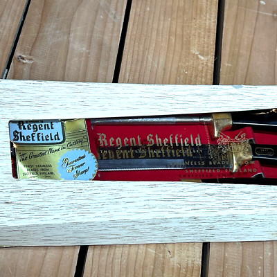 Vintage Regent Sheffield Carving Set 24 KT Gold Plated With Stainless Blades