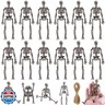 MUXIUNT 16 Pcs mini skeleton halloween decoration With hemp rope，6”small plastic posable halloween tiny skeleton figurines decor for Halloween Indoor Outdoor Graveyard Decor Haunted House Party Favors