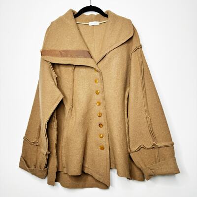 Krista Larson Wool Coat in Camel Lagenlook Oversized Onesize
