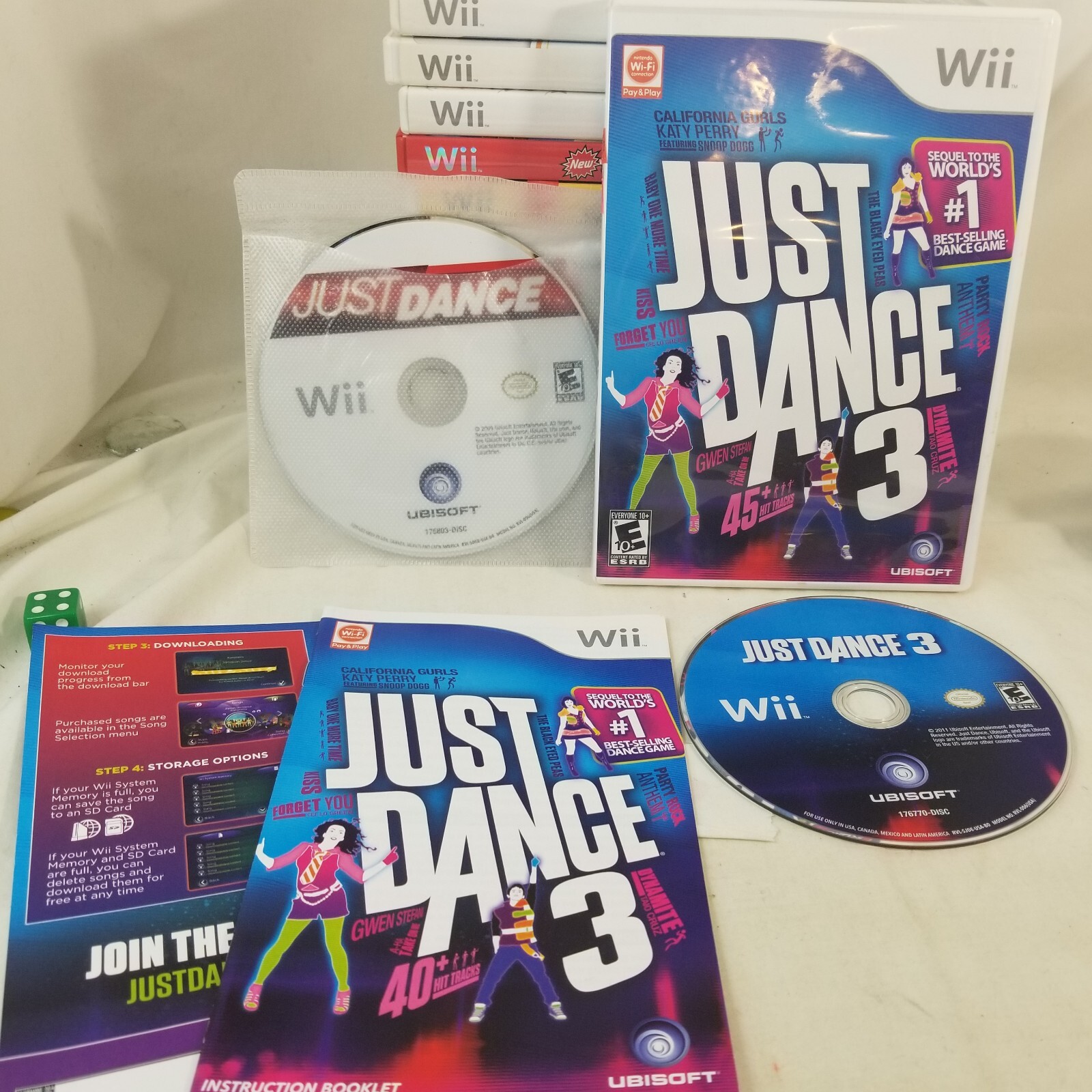 Just Dance 3 Nintendo Wii & JUST DANCE 1 - 2 Video Game LOT
