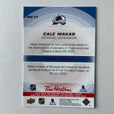 2022 Upper Deck Tim Hortons Hockey #PM-11 Cale Makar In Motion Phenoms