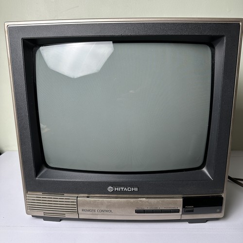 VTG 1989 Hitachi CRT Color TV CT1385W Retro Gaming Wood Grain TESTED - WORKS!