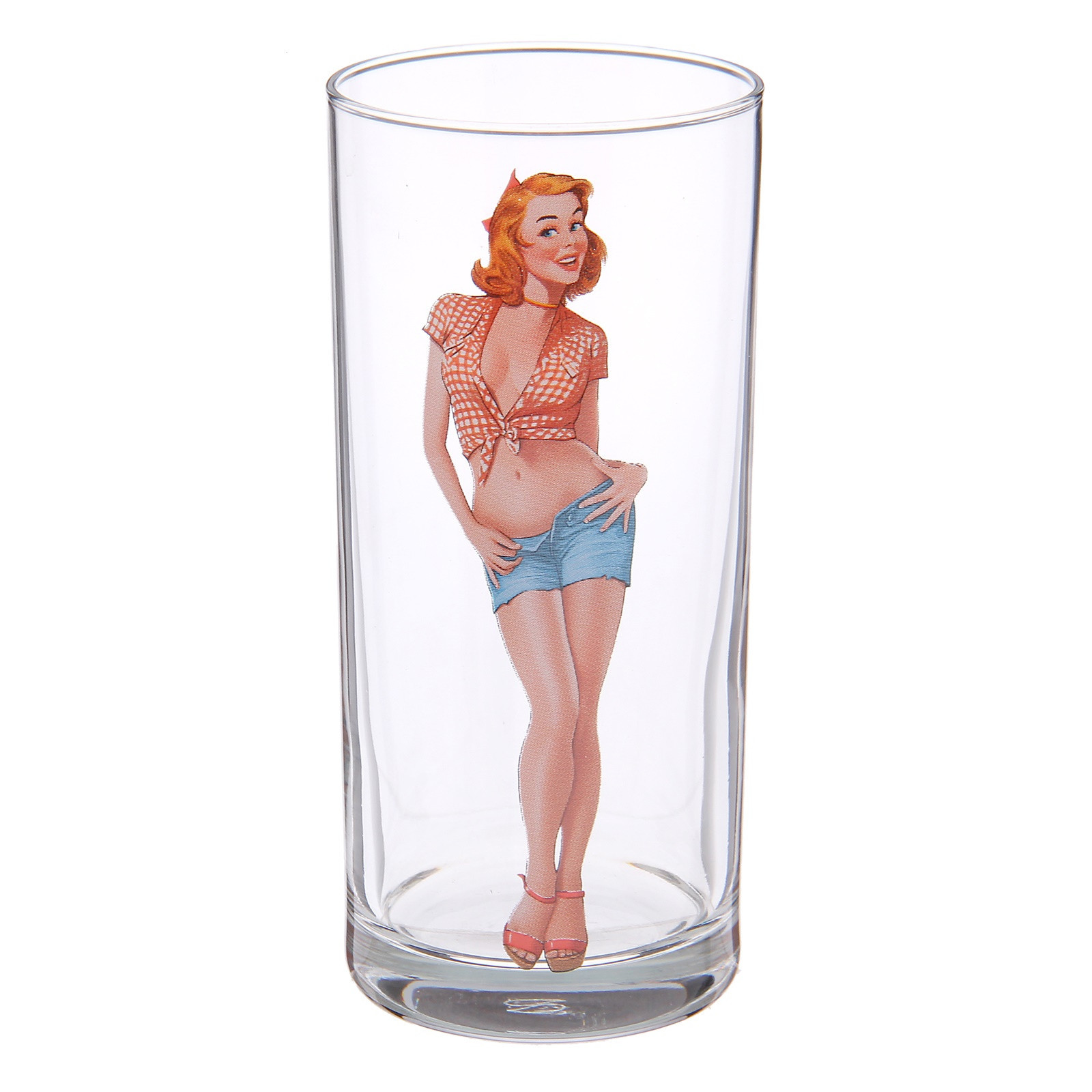 SET OF 6 Pin-Up Girls Tall Drinking Highball Tumbler Pop Art Glasses 6x10 oz