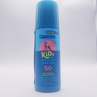 Coppertone Kids Mineral Blue Roll-On Sunscreen SPF 50 Tear Free 2.5 oz Exp 12/24