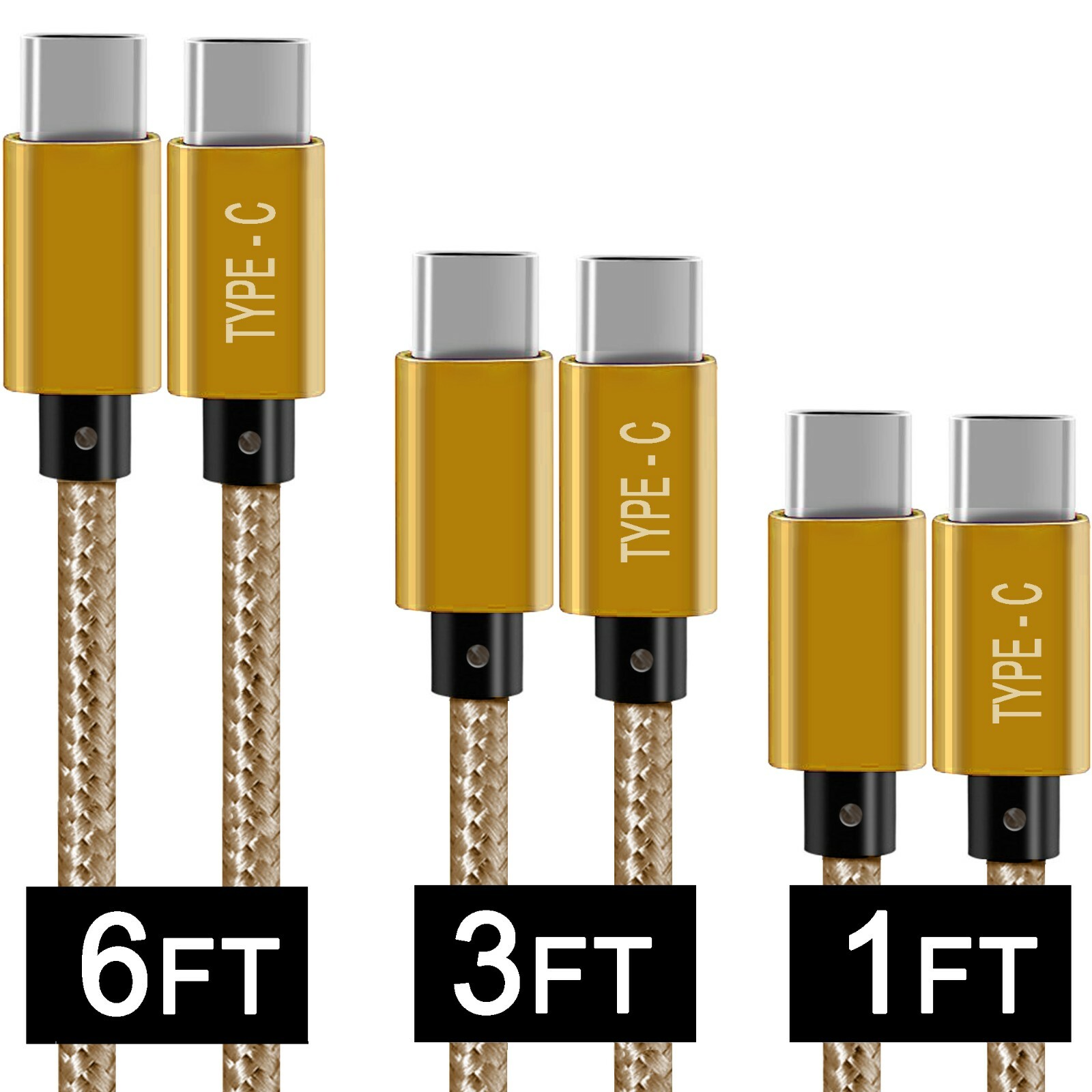 PACK of 3 - (USB-C to USB-C) Cable Male Type-C Cable Cord Fast Charger Charging