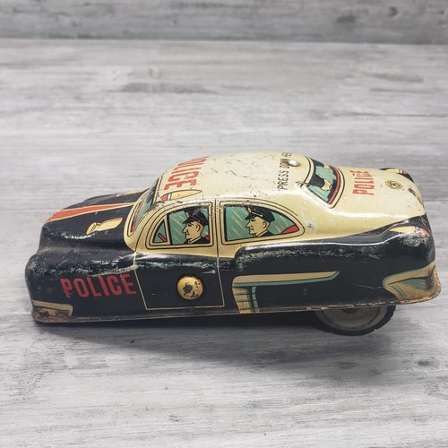 VINTAGE POLICE CAR POPCAR 完売品 Vintage 1950's Modern Toys Japan Press Down Police Car Works