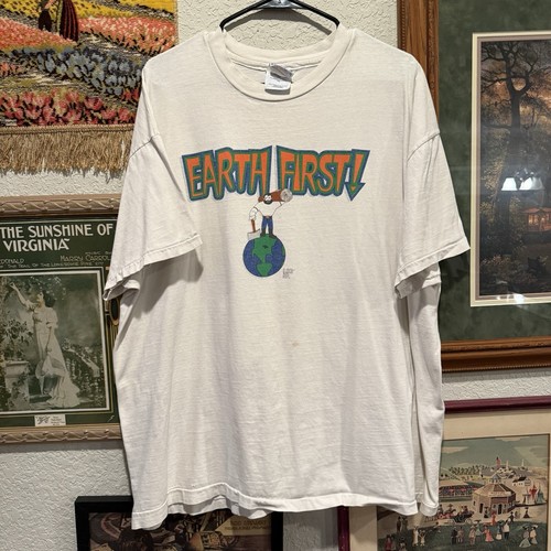 Vintage 90's RARE Earth Alien Logging LumberJack Shirt Size