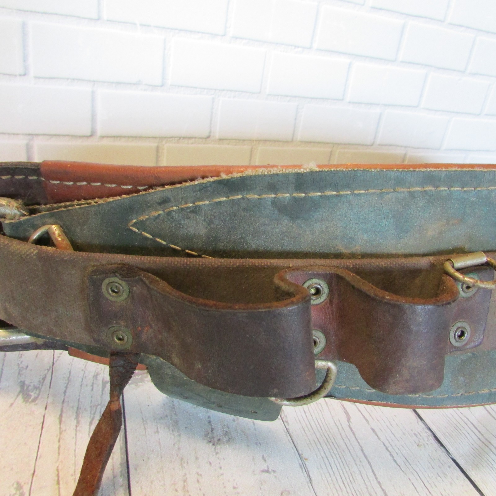Vintage Klein Tools Leather Lineman Pole Climbing Belt Size 34-42 Model 5268N20