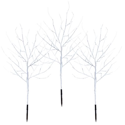 B-Ware LED Sträucher Birkenoptik Weihnachtsdeko Outdoor 3X32 LEDs 85cm hoch IP44