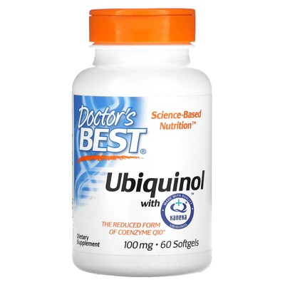 Doctor s Best Ubiquinol с канекой QH 100 мг 60 мягких капсул без глютена,
