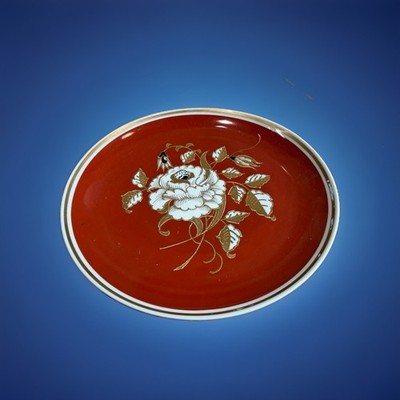 Wallendorf 1764 DDR Zierteller Rot Goldrelief Blumen Handarbeit Vintage