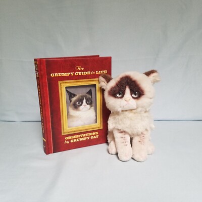 Grumpy Cat Meme Plush Stuffed Animal 5.5'' and ''The Grumpy Guide to Life'' Book