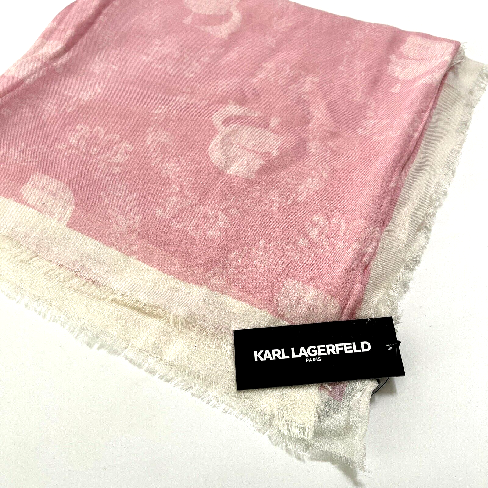 New Karl Lagerfeld Paris Two Toned Pashmina Modal Scarf 58"x 112" Pink White