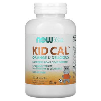 Now Foods Kid Cal Tart Orange, 100 жевательных таблеток, гарантированное качество GMP, без сахара,