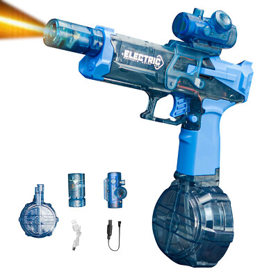 Ultimate Battle Water Blaster Long Range，Motorized Water Gun w/Interactive Light