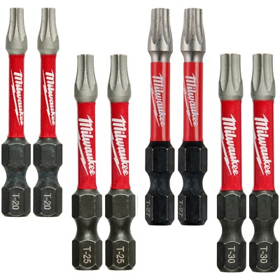 Torx T20 T25 T27 T30 Milwaukee Shockwave 2-inch Drill Driver Bits - 8 pieces