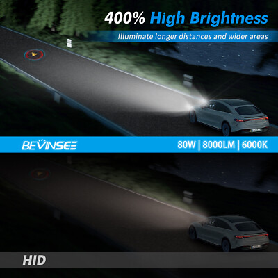BEVINSEE D5S LED Headlight Bulbs High/Low Beam 6000K Bright 8000lm HID Replace