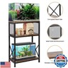 SwaaVee Aquarium Stand, 10 Gallon Fish Tank Stand with Storage, 3 Tier Metal Frame Cabinet Suitable for Fish Tank, Turtle Tank, Rustic Brown (10 Gallon)