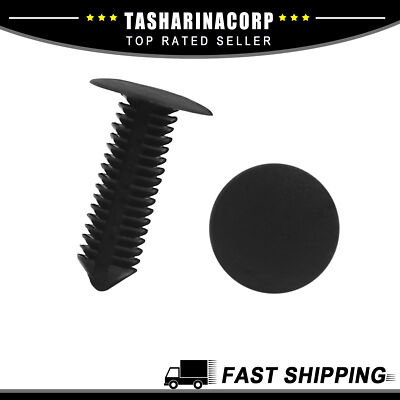Piece of 100 9mm Hole Fastener Rivet Retainers Hood Push Pin Clip Car Black