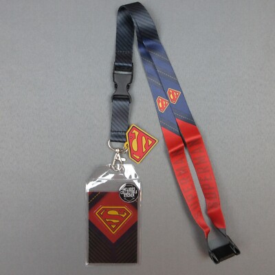 DC Comics Superman Suit Up Neck Lanyard ID Badge Holder w Charm and Sticker New