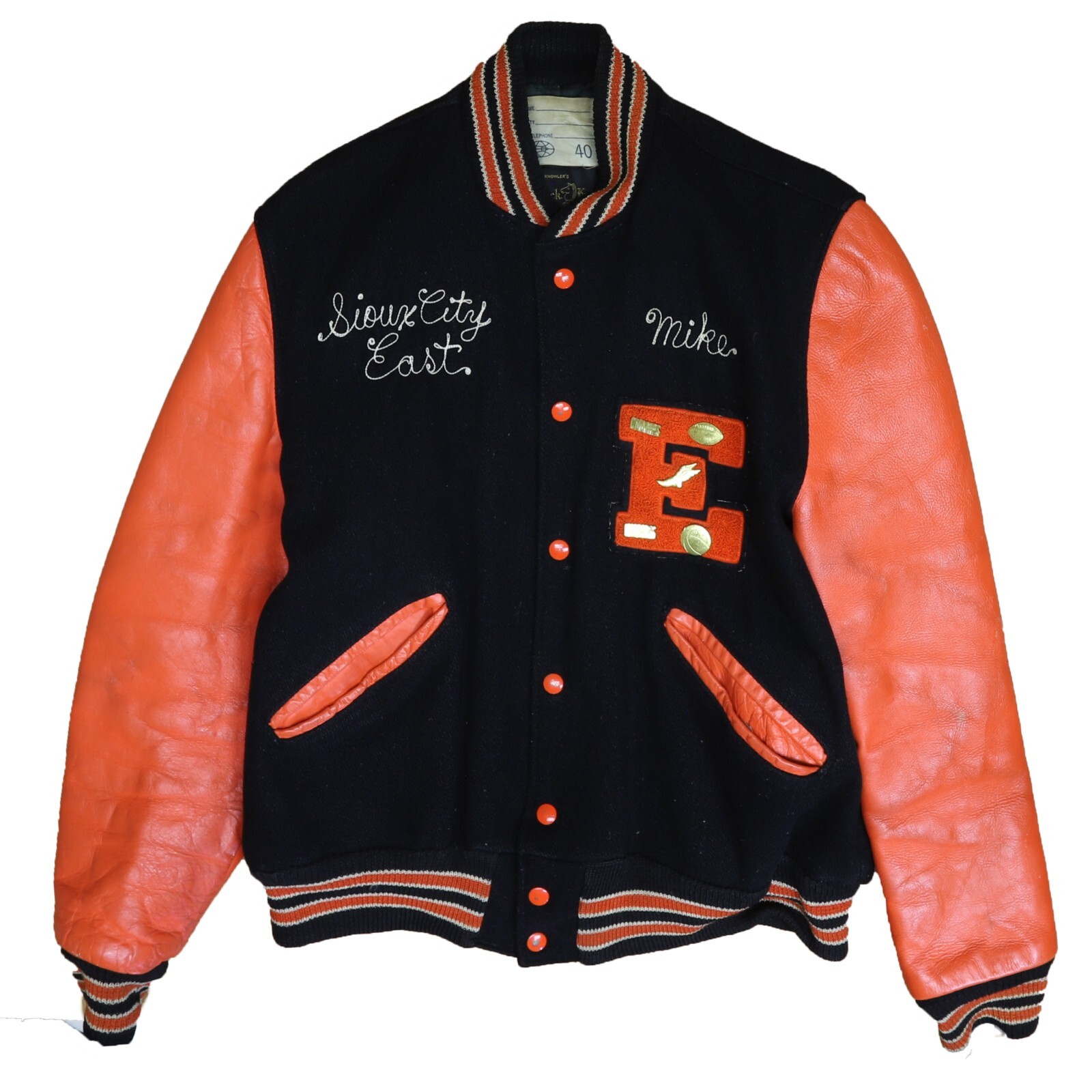 Vintage Sioux City East Leather Wool Varsity Letterman
