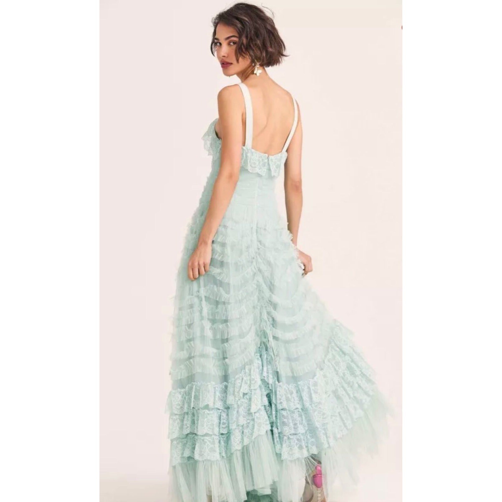 Pre-owned Loveshackfancy Sharelle Gown Mint Blue Sz 2 Retail 895
