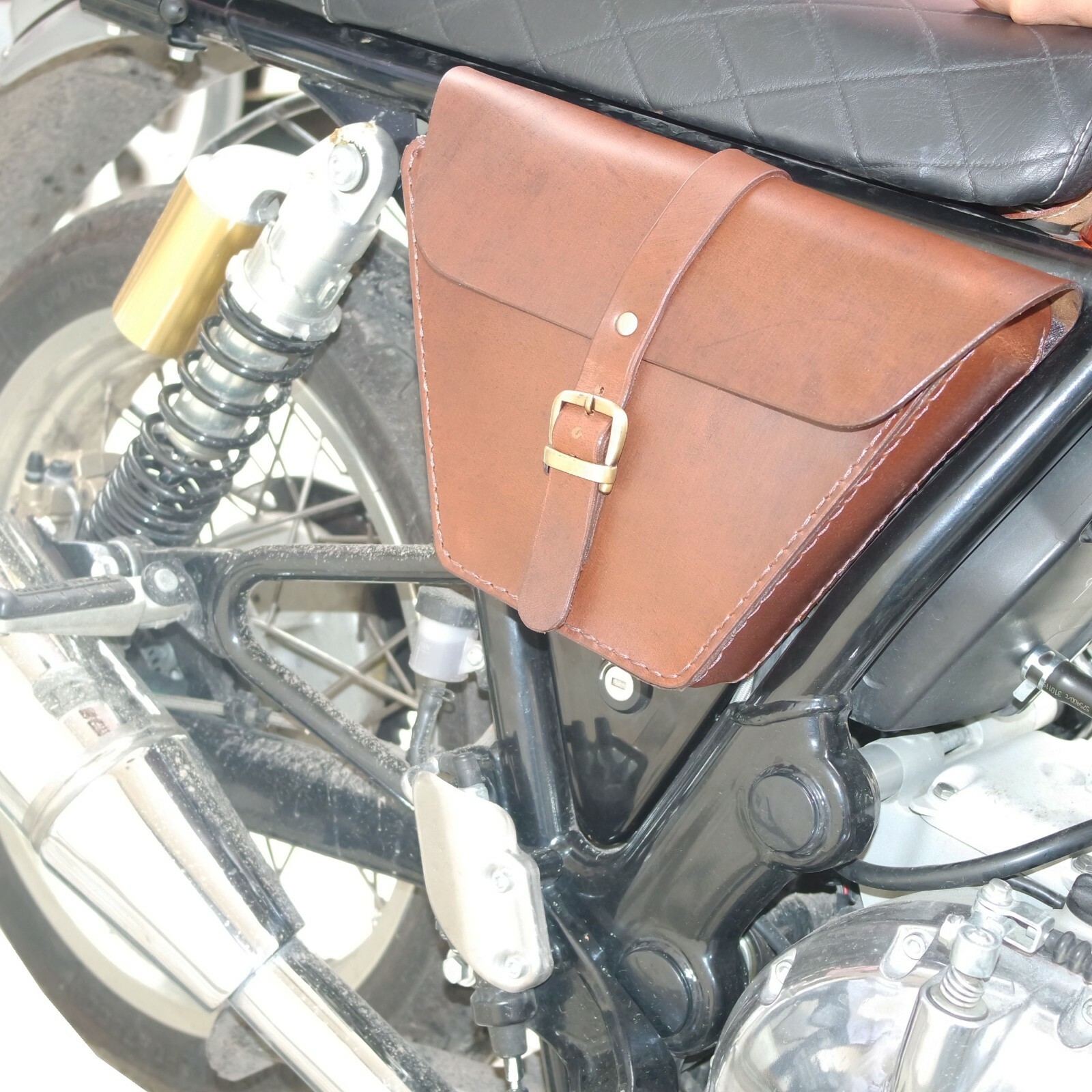 Fits Royal Enfield Interceptor Genuine Leather Tan colour Tool Box 