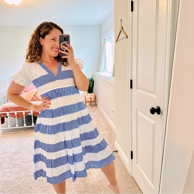 NWT Tuckernuck Bindu White Blue Mini Dress Medium