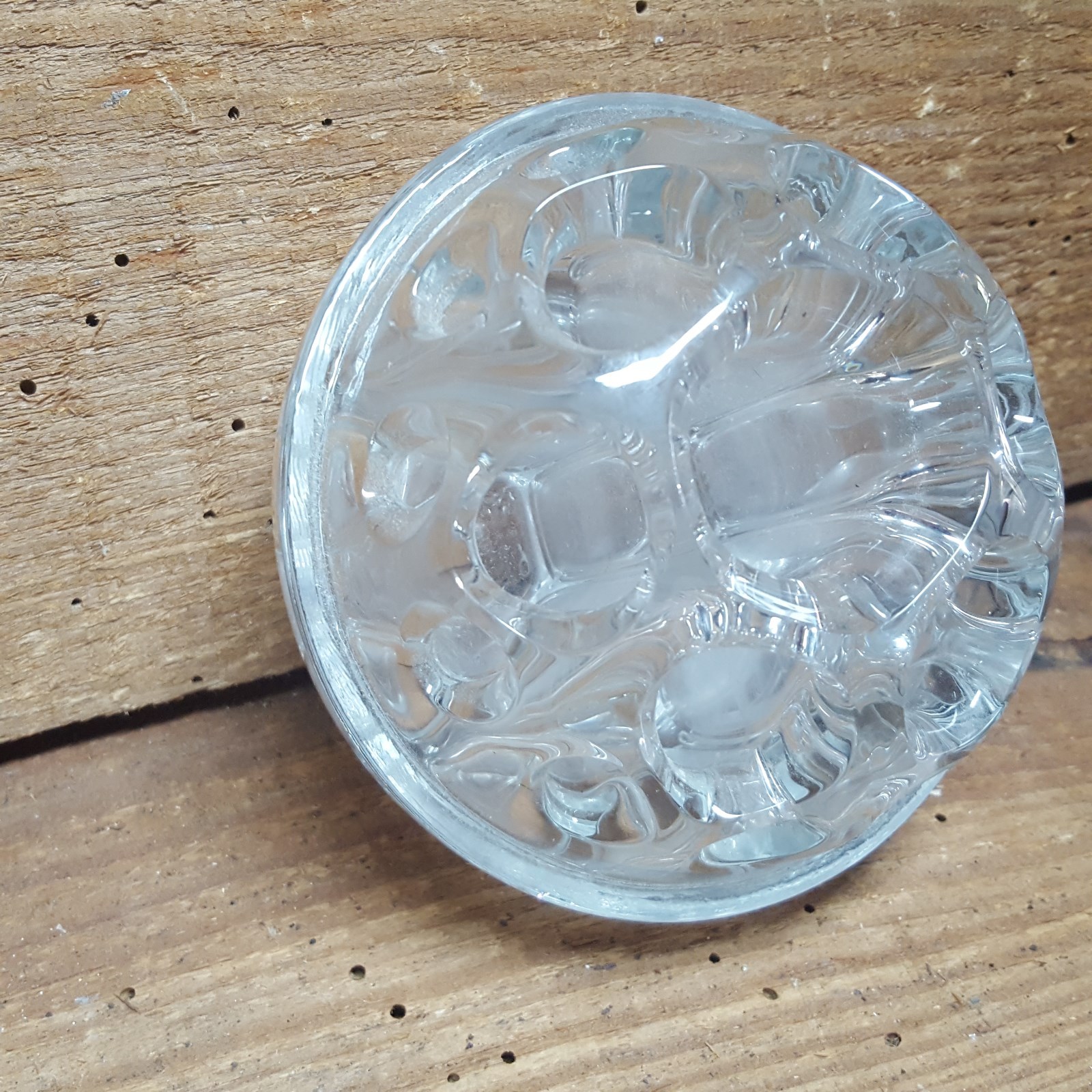 OLDER GLASS FROG~CUT FLOWER HOLDER~19 HOLE~DOME SHAPE~ UNUSUAL