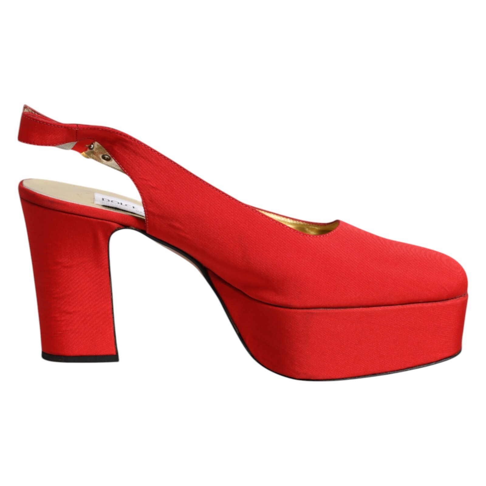 DOLCE & GABBANA Shoes Red Platform Slingback Heels Sandals