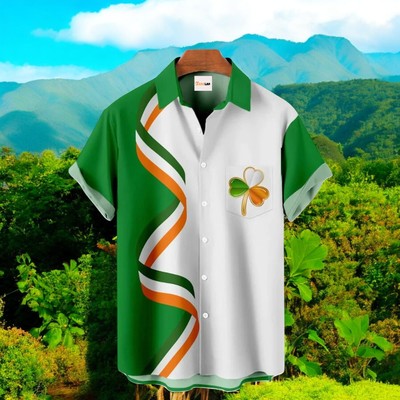 St Patrick8217s Day Clover Pattern Three Colors Hawaiian Shirt