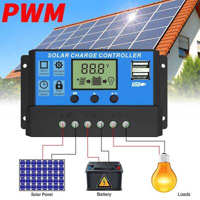 30-100A MPPT Solar Panel Regulator Charge Controller 12V/24V Auto Focus Tracking
