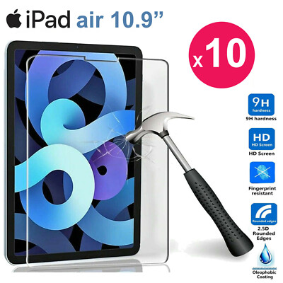 x10 Tempered Glass Screen Protector for Apple iPad Air 5 5th Gen 10.9 Inch 2022