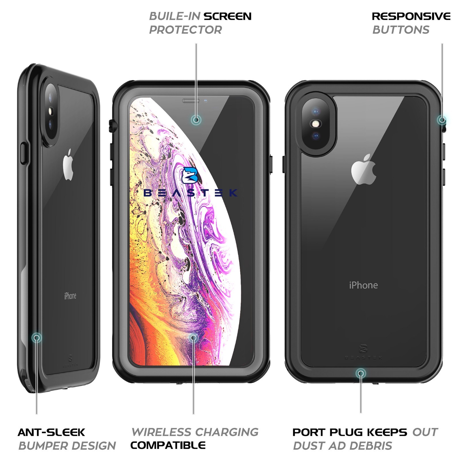 For Apple iPhone Xs Max Waterproof Case Cover Defender Shockproof Series 6.5"