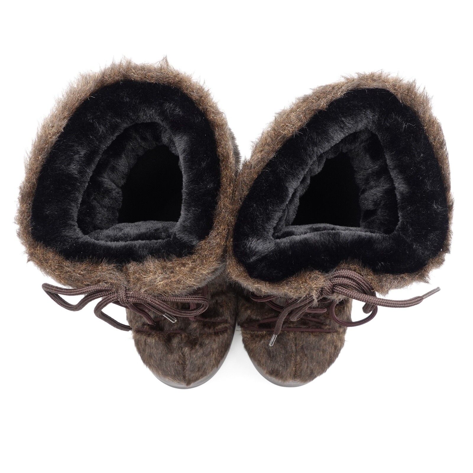 Pre-owned Moon Boot Icon Faux-fur Boots 14089000-004 Brown Women's Size 8-9.5 / 39-41 Eu