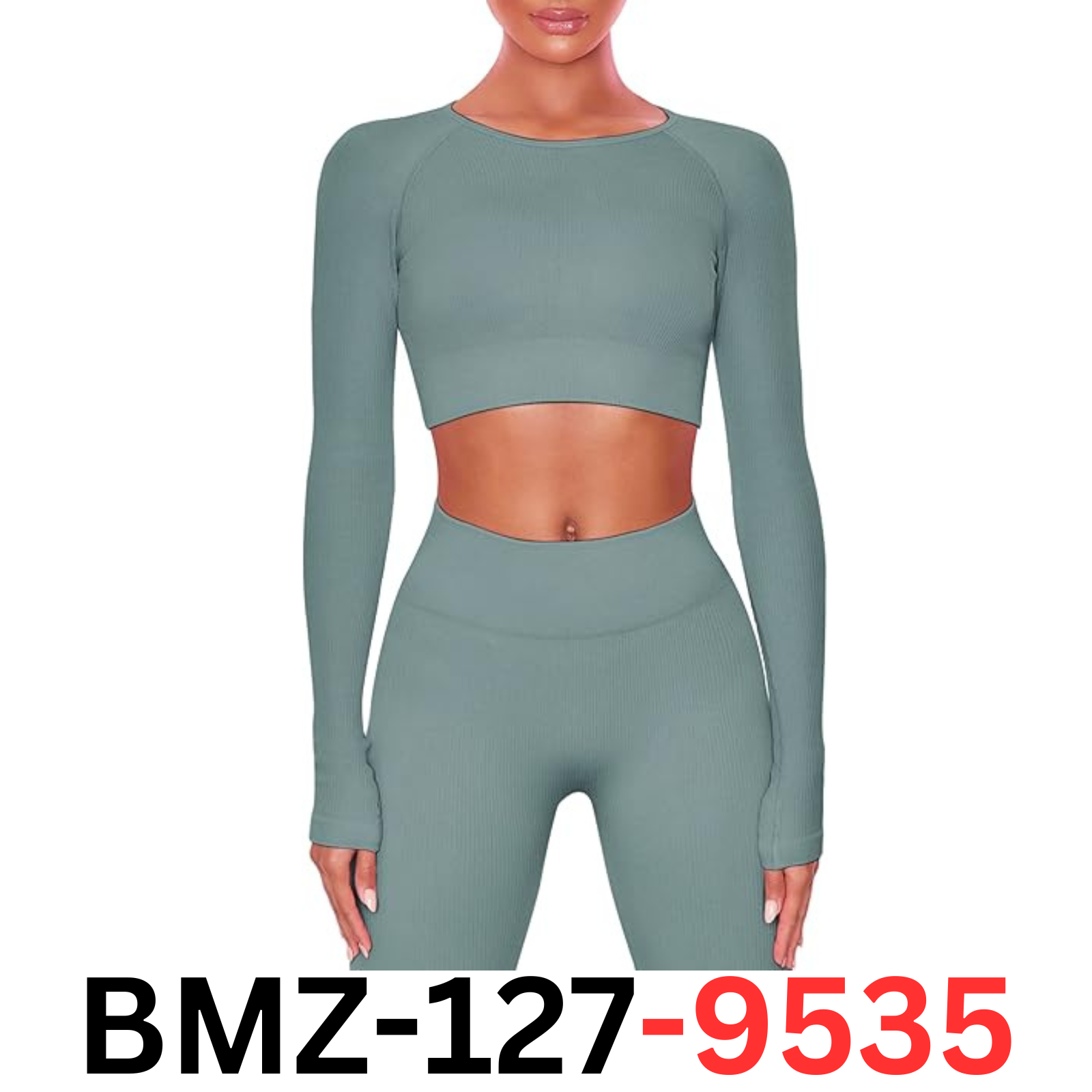 Buttergene Women Workout Sets 2 Pieces Long Sleeve Yoga Outfits Gym Clothes, M