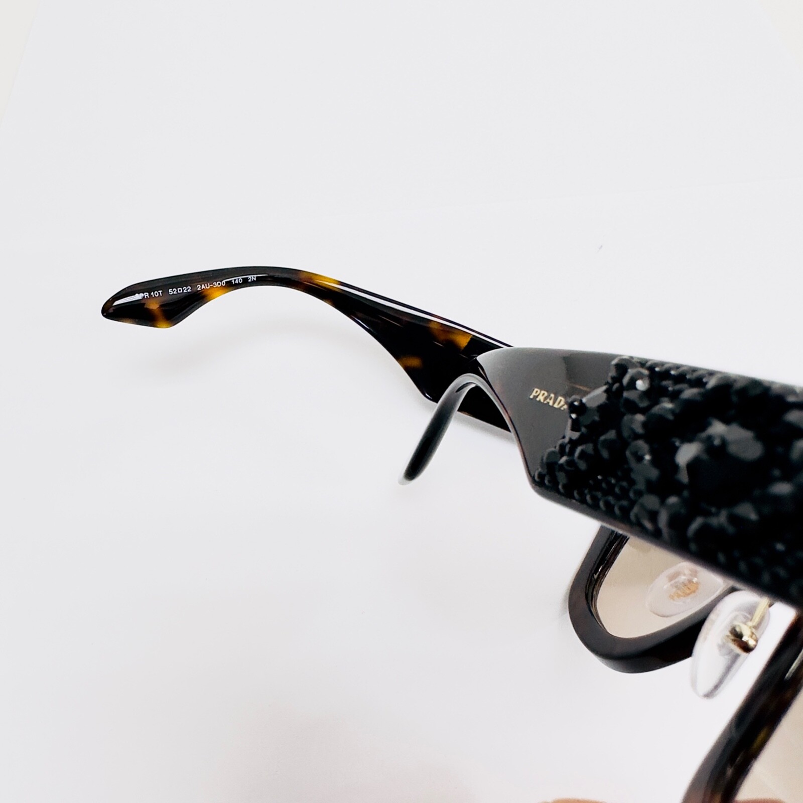 Pre-owned Prada Ornate 10t Bead Embellished Pr10ts Brown Tortoise Catwalk Sunglasses
