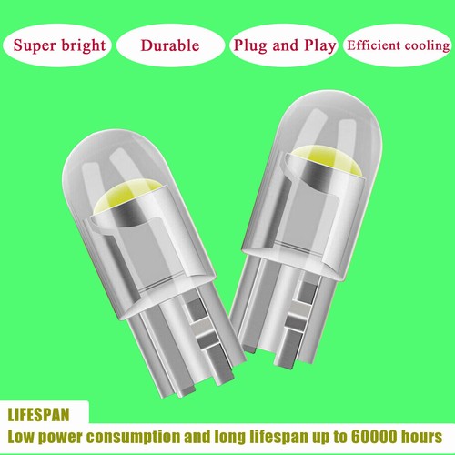 20X T10 194 168 W5W 2825 COB LED License Plate Interior Light Bulbs 6000K White