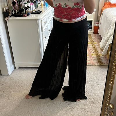 Vintage Y2K Body Central Pants M Pleated Black Stretchy Wide