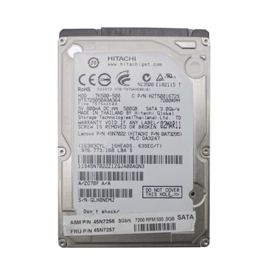 Hitachi HTS725050A9A364 Hard Disk 500GB SATA 2.5 Hitachi HTS725050A9A364 Hard Disk 500GB SATA 2.5