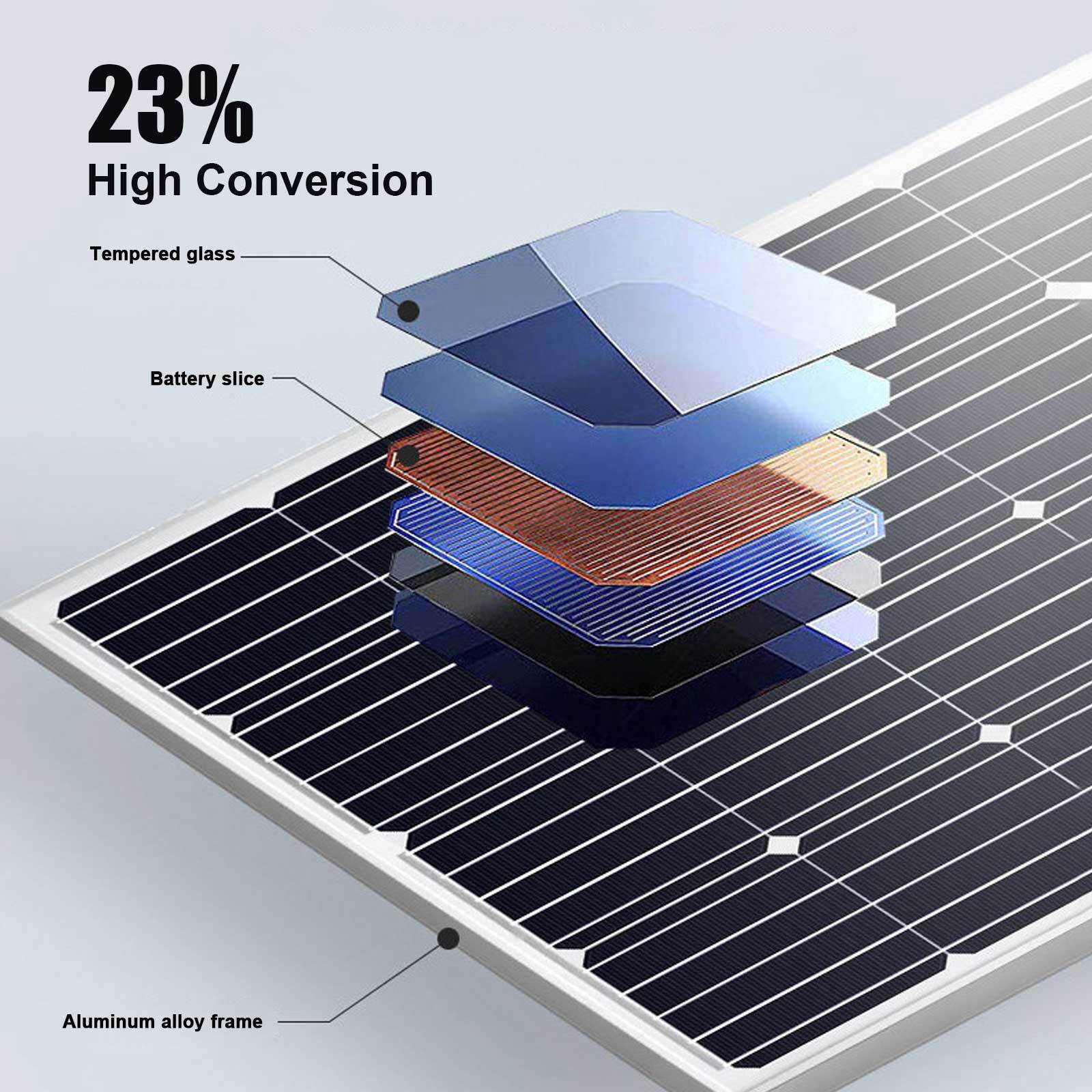 NEW Solar Panel 100W Watt Monocrystalline PV Power 12V For Home RV Marine Car