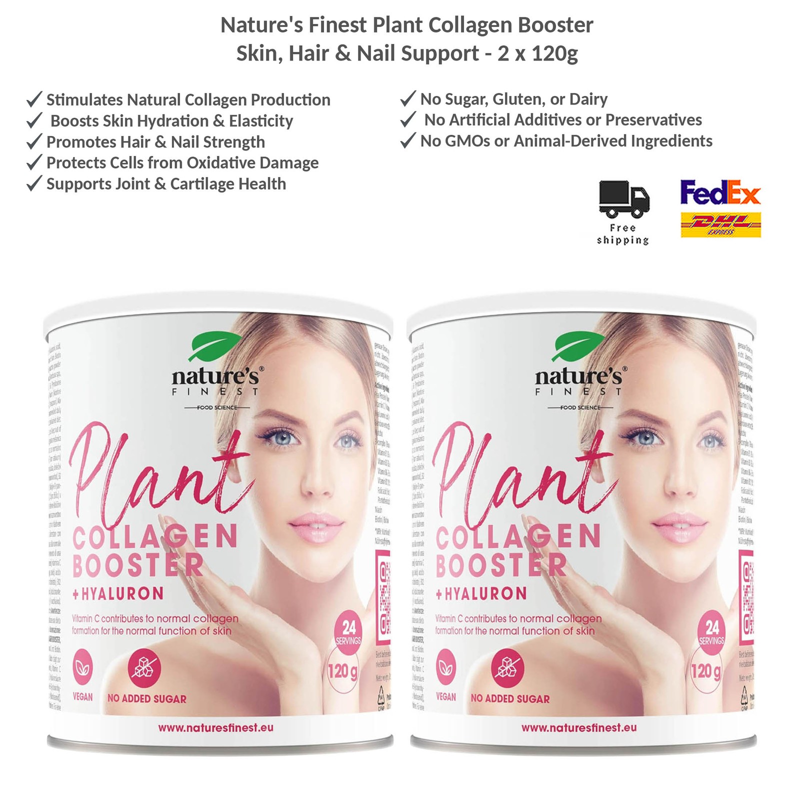 Nature's Finest Vegan Plant Collagen Booster with Hyaluronic Acid 3x120g
