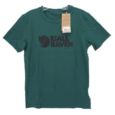 NWT FJALLRAVEN Logo T-Shirt Tee Organic Cotton Blend Arctic Green Men's SMALL