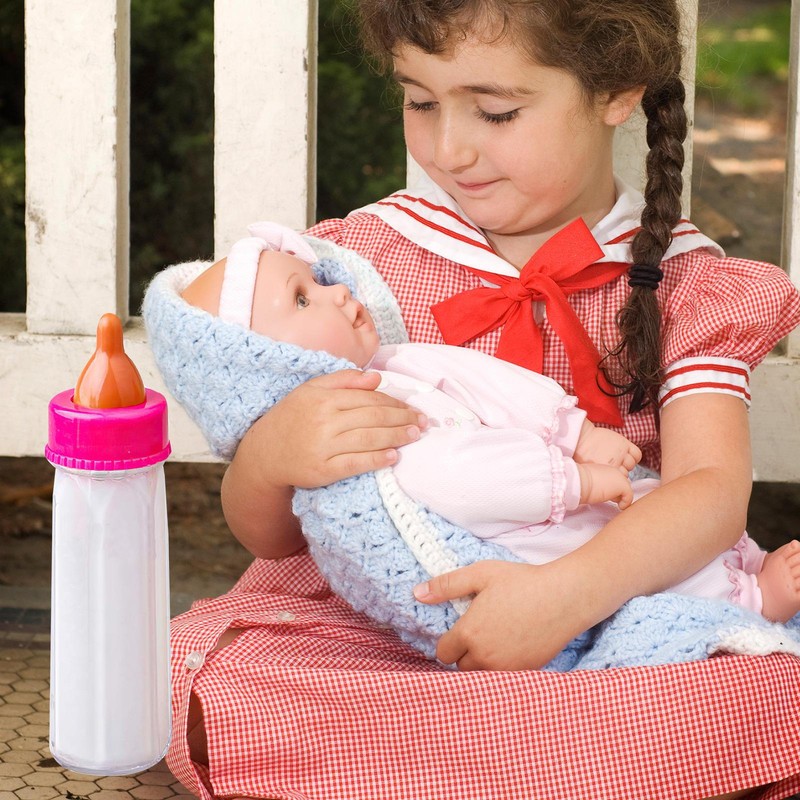 Baby Doll Magic Bottles - 1 Milk+1 Juice Bottle W/Pacifier for Doll Gift