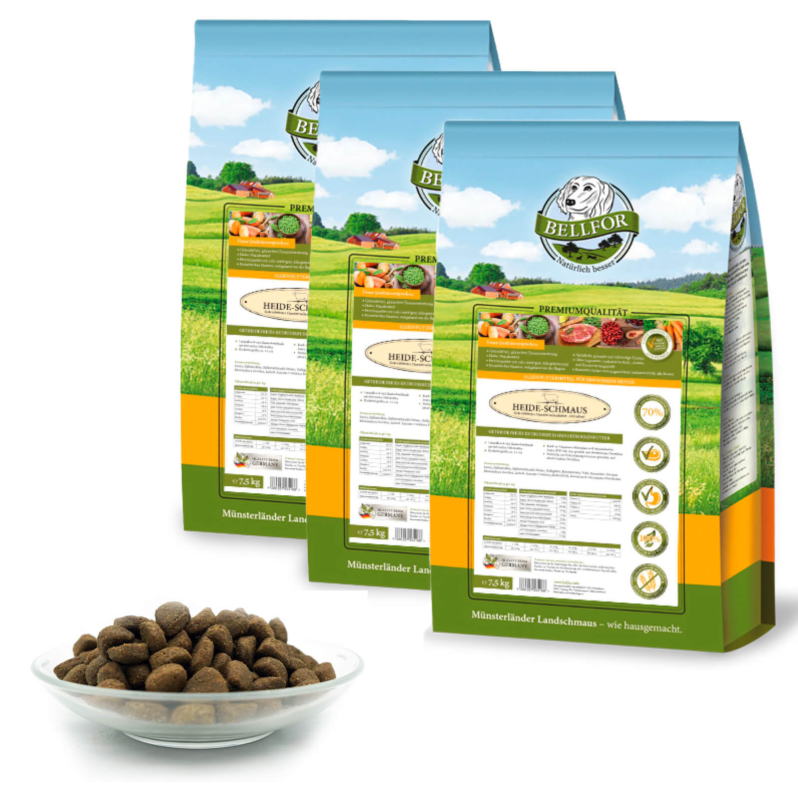 Bellfor Hundefutter Heide-Schmaus 3x7,5 kg Getreidefrei Ernährungssensible Hunde