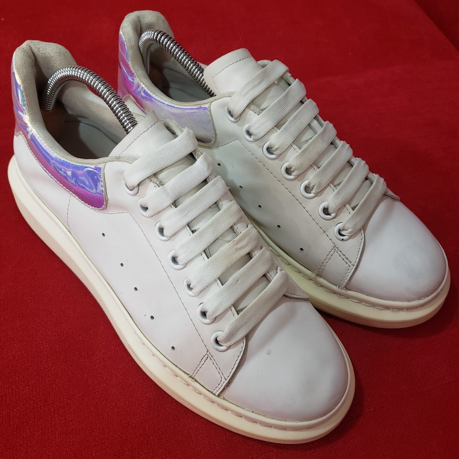 Alexander McQueen Lerry White Leather Shoes logo Trainers Sneakers US 10 EU 43