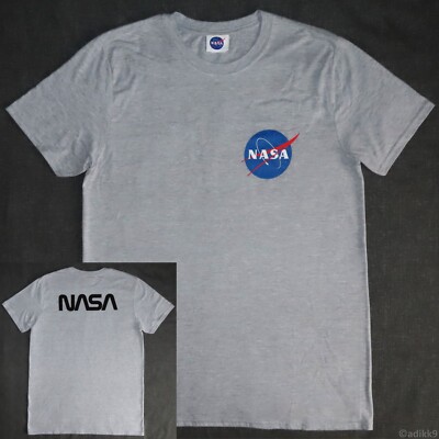 OFFICIALLY LICENSED NASA MEATBALL AND WORM LOGOS GREY T-SHIRT TEE, SIZE M, NEW