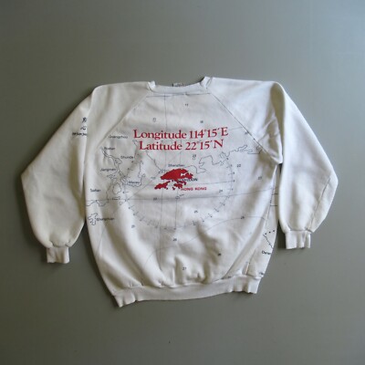 Vintage Hong Kong World Map Orient Sweatshirt Crewneck Shirt Dim Sum Shirts 