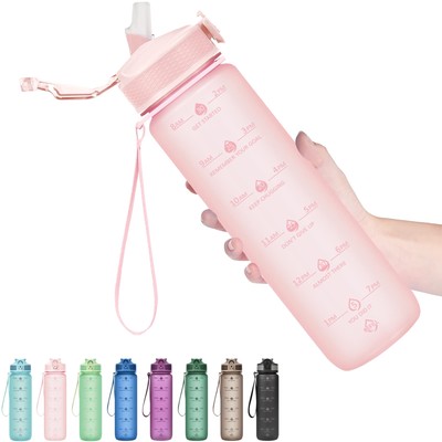 Hyeta 32oz Water Bottles with Straw - Stay Motivated and Hydra...