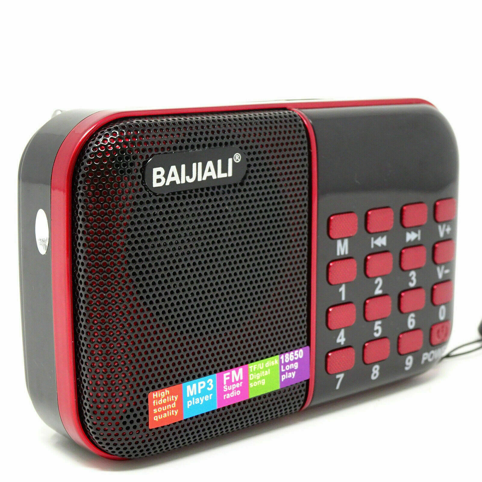 Mini radio portatile radiolina FM lettore mp3 USB microSD BJL-180 + Batteria